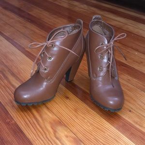 Brown lace up booties